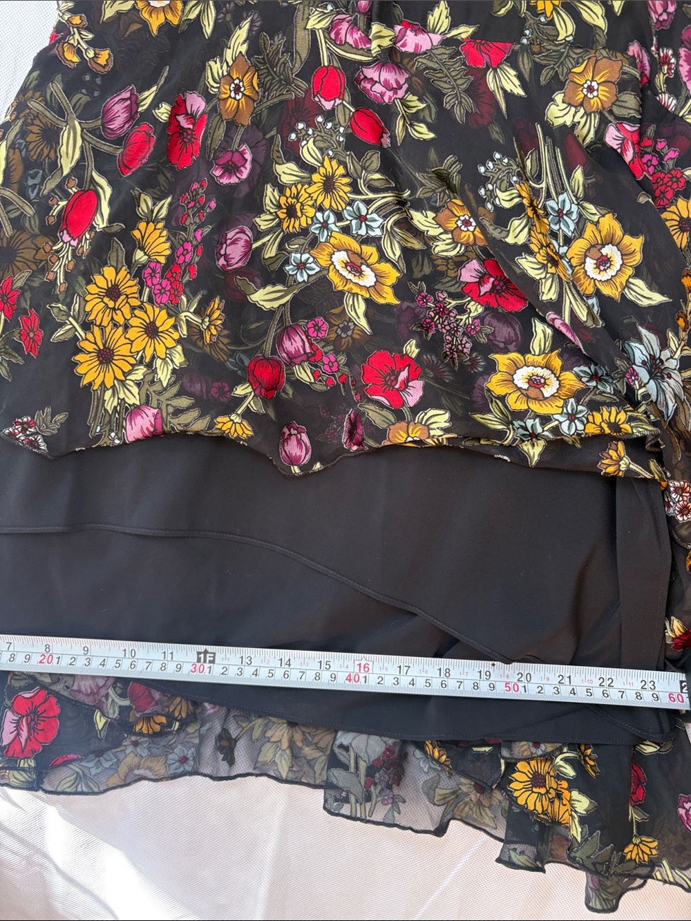Alice + Olivia Silk Blend Floral Ruffle Mini Dress Black Tie Neck Size 6 - Picture 11 of 15